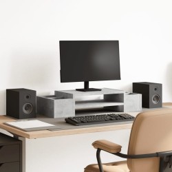  Support de moniteur avec rangement gris béton bois d'ingénierie alsavelo 