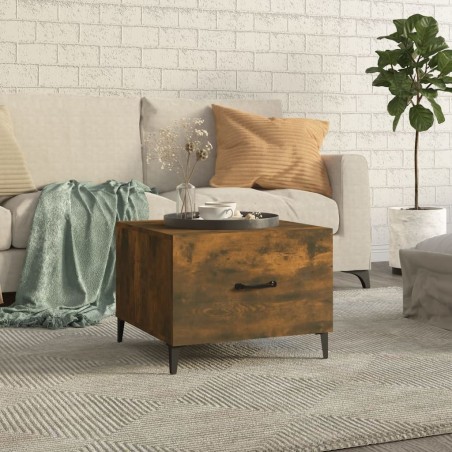  Table basse avec pieds en métal Chêne fumé 50x50x40 cm alsavelo 