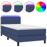  Sommier à lattes de lit avec matelas LED Bleu 100x200 cm Tissu alsavelo 