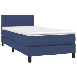  Sommier à lattes de lit avec matelas LED Bleu 100x200 cm Tissu alsavelo 