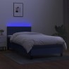  Sommier à lattes de lit avec matelas LED Bleu 100x200 cm Tissu alsavelo 