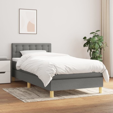  Sommier à lattes de lit avec matelas Gris foncé 90x200 cm Tissu alsavelo 