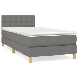  Sommier à lattes de lit avec matelas Gris foncé 90x200 cm Tissu alsavelo 