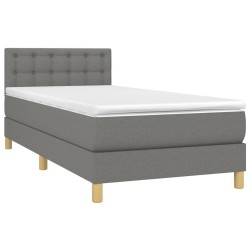  Sommier à lattes de lit avec matelas Gris foncé 90x200 cm Tissu alsavelo 