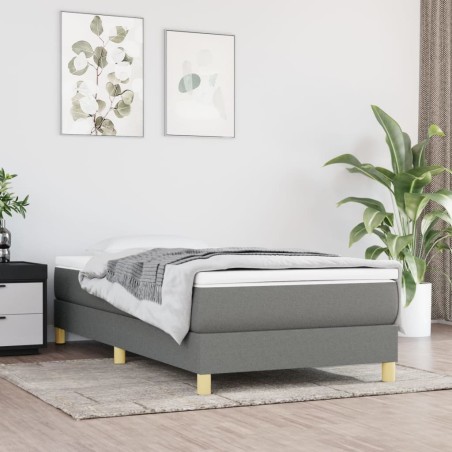  Sommier à lattes de lit avec matelas Gris foncé 90x200 cm Tissu alsavelo 
