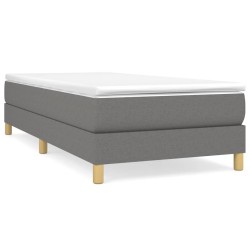  Sommier à lattes de lit avec matelas Gris foncé 90x200 cm Tissu alsavelo 