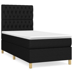  Sommier à lattes de lit avec matelas Noir 100x200 cm Tissu alsavelo 
