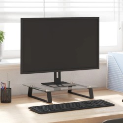 Support de moniteur noir 40x35x8 cm verre trempé et métal alsavelo 