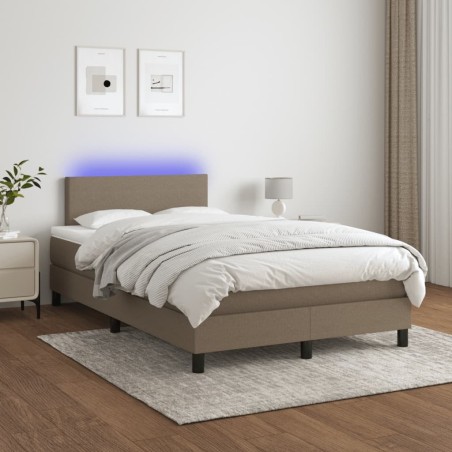  Sommier à lattes de lit avec matelas LED Taupe 120x200 cm Tissu alsavelo 