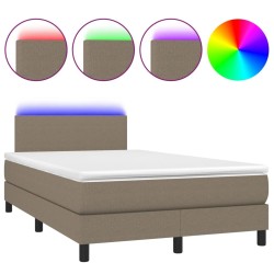  Sommier à lattes de lit avec matelas LED Taupe 120x200 cm Tissu alsavelo 