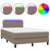  Sommier à lattes de lit avec matelas LED Taupe 120x200 cm Tissu alsavelo 
