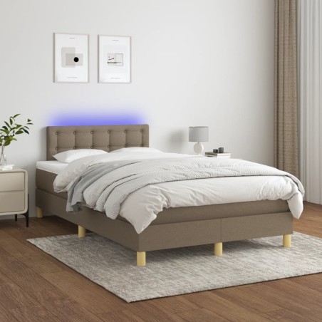  Sommier à lattes de lit avec matelas LED Taupe 120x200 cm Tissu alsavelo 