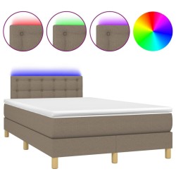  Sommier à lattes de lit avec matelas LED Taupe 120x200 cm Tissu alsavelo 