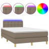  Sommier à lattes de lit avec matelas LED Taupe 120x200 cm Tissu alsavelo 