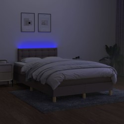  Sommier à lattes de lit avec matelas LED Taupe 120x200 cm Tissu alsavelo 