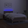  Sommier à lattes de lit avec matelas LED Taupe 120x200 cm Tissu alsavelo 