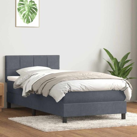  Sommier à lattes de lit et matelas gris foncé 80x210 cm velours alsavelo 