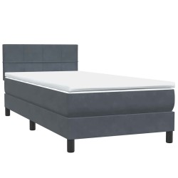  Sommier à lattes de lit et matelas gris foncé 80x210 cm velours alsavelo 