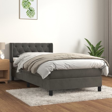  Sommier à lattes de lit et matelas Gris foncé 80x200 cm Velours alsavelo 