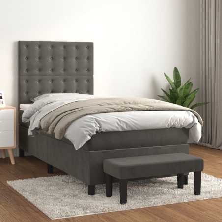  Sommier à lattes de lit et matelas Gris foncé 80x200 cm Velours alsavelo 