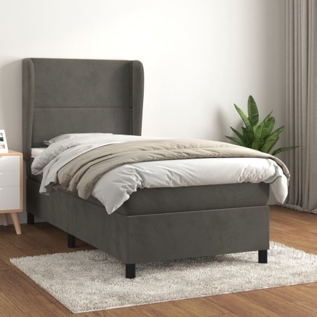 Sommier à lattes de lit et matelas Gris foncé 80x200 cm Velours alsavelo 