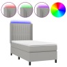  Sommier à lattes de lit matelas LED Gris clair 90x200cm Tissu alsavelo 