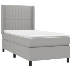  Sommier à lattes de lit matelas LED Gris clair 90x200cm Tissu alsavelo 