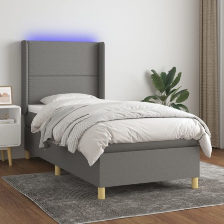  Sommier à lattes de lit matelas LED Gris foncé 80x200cm Tissu alsavelo 