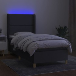  Sommier à lattes de lit matelas LED Gris foncé 80x200cm Tissu alsavelo 