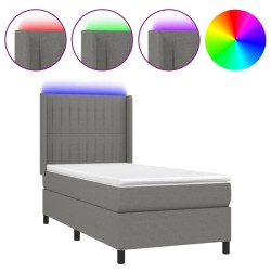  Sommier à lattes de lit matelas LED Gris foncé 90x200cm Tissu alsavelo 