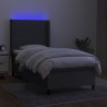  Sommier à lattes de lit matelas LED Gris foncé 90x200cm Tissu alsavelo 
