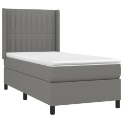  Sommier à lattes de lit matelas LED Gris foncé 90x200cm Tissu alsavelo 