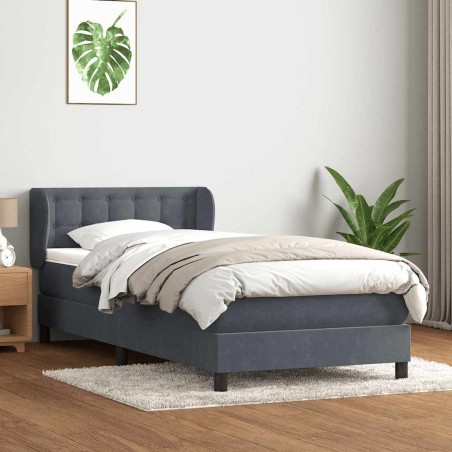  Sommier à lattes de lit et matelas gris foncé 90x220 cm velours alsavelo 