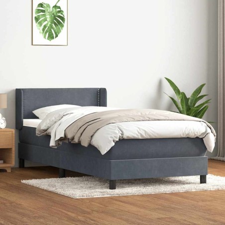  Sommier à lattes de lit et matelas gris foncé 90x210 cm velours alsavelo 