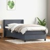  Sommier à lattes de lit et matelas gris foncé 90x210 cm velours alsavelo 