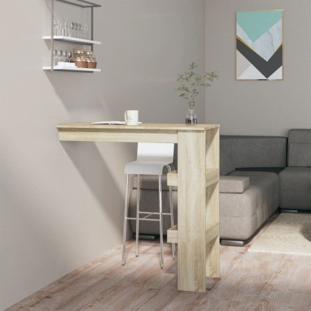  Table bar murale Chêne Sonoma 102x45x103,5 cm Bois d'ingénierie alsavelo 
