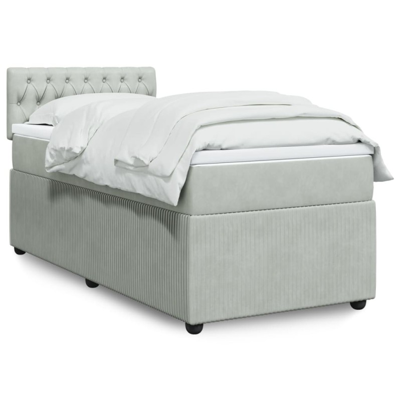 Sommier à lattes de lit et matelas Gris clair 90x200 cm Velours alsavelo 