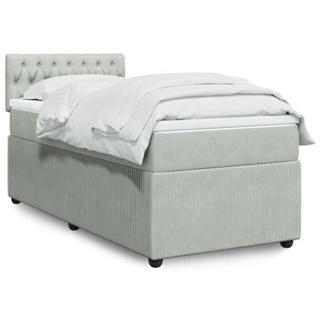  Sommier à lattes de lit et matelas Gris clair 90x200 cm Velours alsavelo 