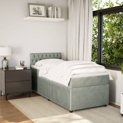  Sommier à lattes de lit et matelas Gris clair 90x200 cm Velours alsavelo 