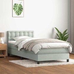  Sommier à lattes de lit et matelas gris clair 90x220 cm velours alsavelo 