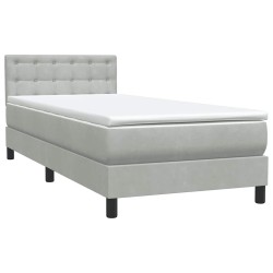  Sommier à lattes de lit et matelas gris clair 90x220 cm velours alsavelo 