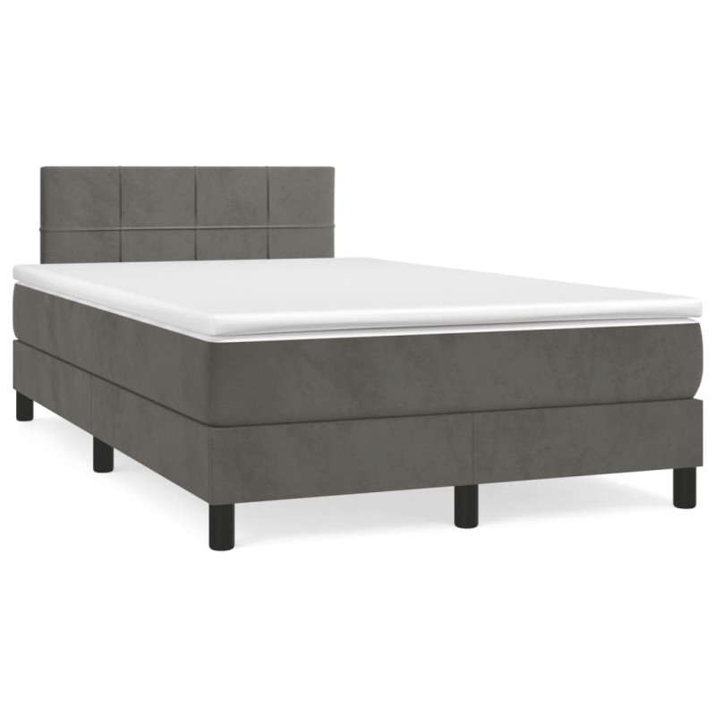  Sommier à lattes de lit et matelas gris foncé 120x190cm velours alsavelo 