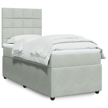  Sommier à lattes de lit et matelas Gris clair 90x200 cm Velours alsavelo 