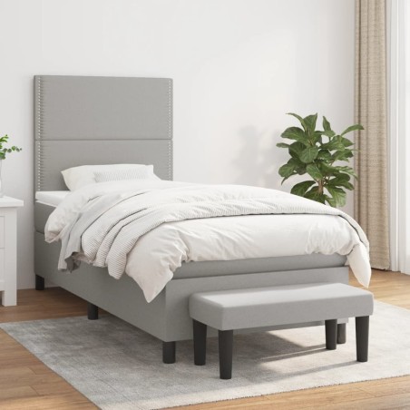  Sommier à lattes de lit et matelas Gris clair 90x190 cm Tissu alsavelo 