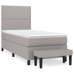  Sommier à lattes de lit et matelas Gris clair 90x190 cm Tissu alsavelo 