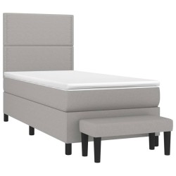  Sommier à lattes de lit et matelas Gris clair 90x190 cm Tissu alsavelo 