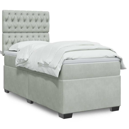  Sommier à lattes de lit et matelas Gris clair 90x190 cm Velours alsavelo 