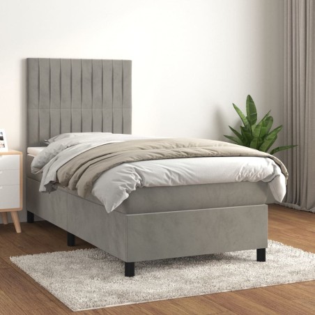  Sommier à lattes de lit et matelas Gris clair 90x190 cm Velours alsavelo 