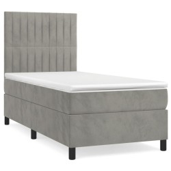  Sommier à lattes de lit et matelas Gris clair 90x190 cm Velours alsavelo 
