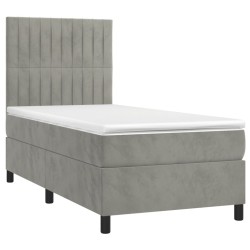  Sommier à lattes de lit et matelas Gris clair 90x190 cm Velours alsavelo 